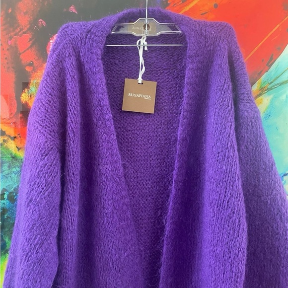 Rugapiana purple Italian wool long cardigan sweater - Picture 4 of 4